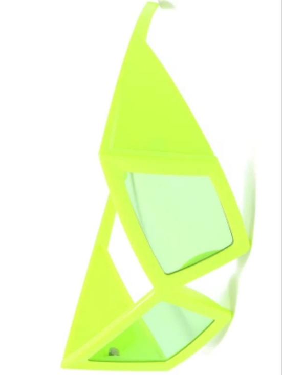 Unisex Bold Oversized Futuristic Neon Lime Geometric Statement Sunglasses